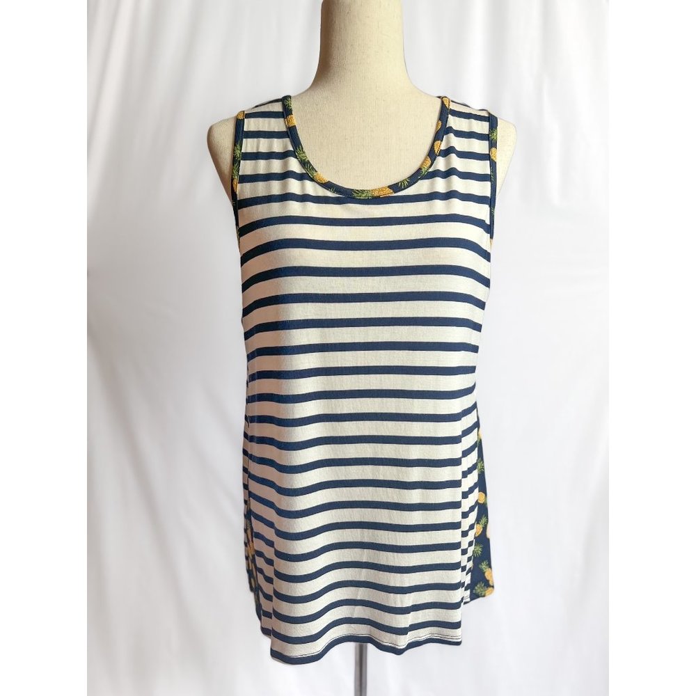 Westport Striped & Pineapple Print Sleeveless Top